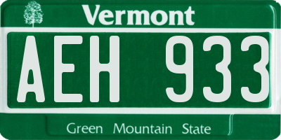 VT license plate AEH933