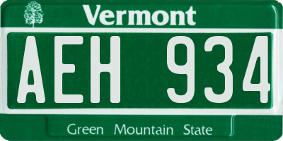 VT license plate AEH934