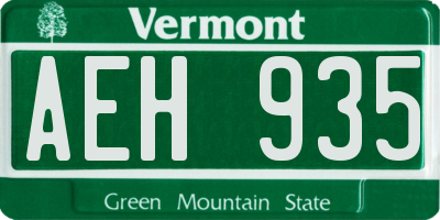 VT license plate AEH935