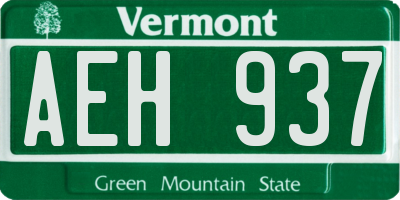 VT license plate AEH937