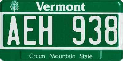 VT license plate AEH938