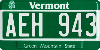 VT license plate AEH943