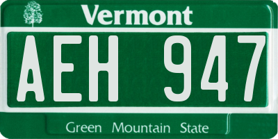 VT license plate AEH947