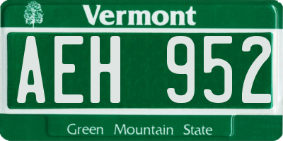 VT license plate AEH952