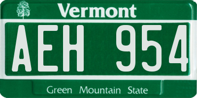 VT license plate AEH954