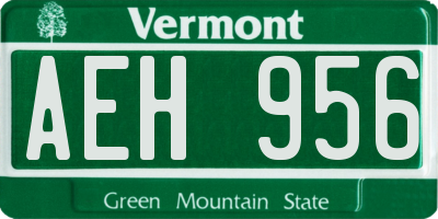 VT license plate AEH956