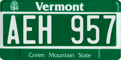 VT license plate AEH957