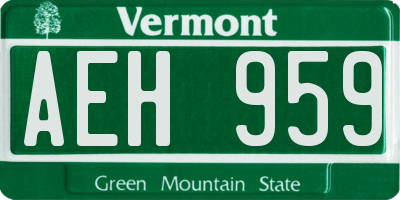 VT license plate AEH959