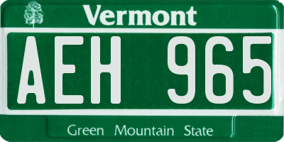 VT license plate AEH965