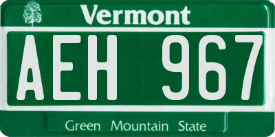VT license plate AEH967