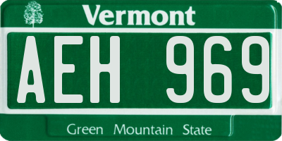 VT license plate AEH969