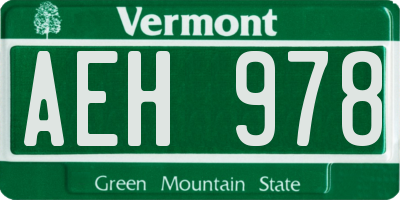 VT license plate AEH978