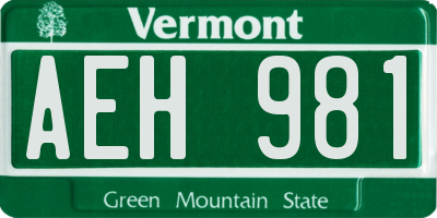 VT license plate AEH981