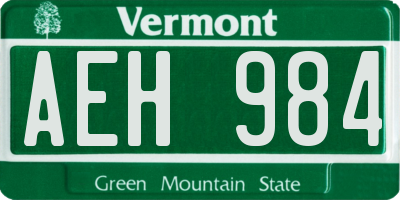VT license plate AEH984