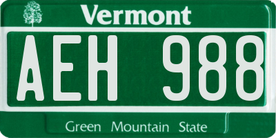 VT license plate AEH988