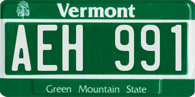 VT license plate AEH991