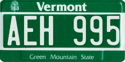 VT license plate AEH995