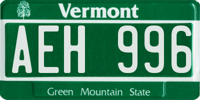 VT license plate AEH996
