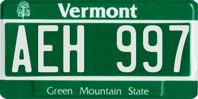 VT license plate AEH997