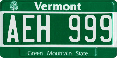 VT license plate AEH999