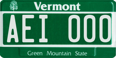 VT license plate AEI000