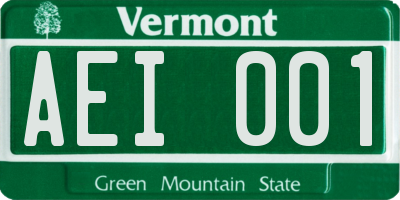 VT license plate AEI001