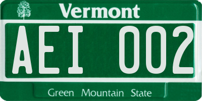 VT license plate AEI002