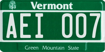 VT license plate AEI007