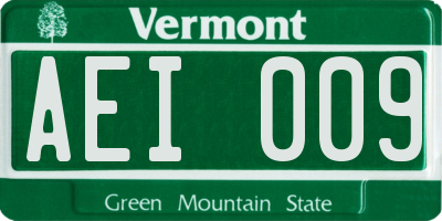VT license plate AEI009