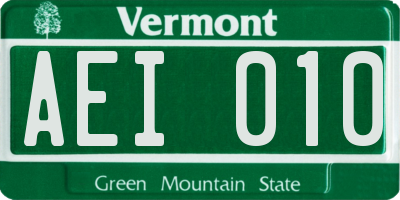 VT license plate AEI010