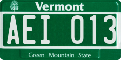 VT license plate AEI013