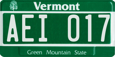 VT license plate AEI017