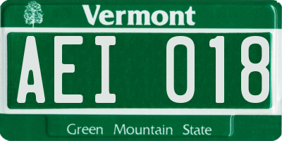 VT license plate AEI018
