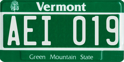 VT license plate AEI019