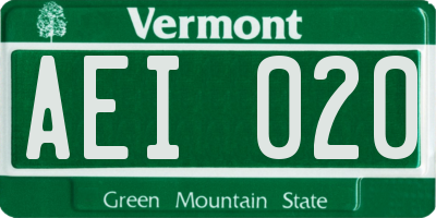 VT license plate AEI020