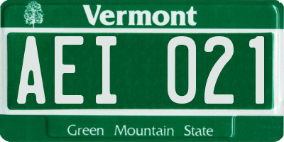 VT license plate AEI021