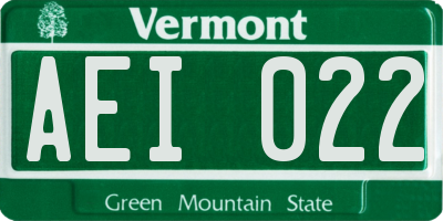 VT license plate AEI022