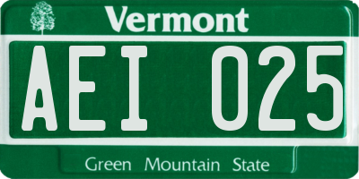 VT license plate AEI025