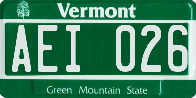 VT license plate AEI026