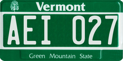 VT license plate AEI027