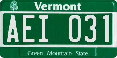 VT license plate AEI031
