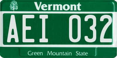 VT license plate AEI032