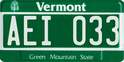 VT license plate AEI033