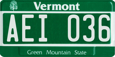 VT license plate AEI036