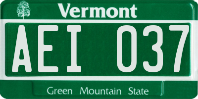 VT license plate AEI037