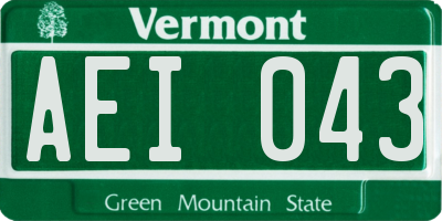 VT license plate AEI043