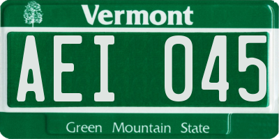 VT license plate AEI045