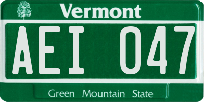 VT license plate AEI047