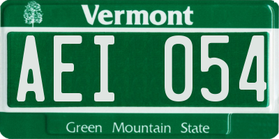 VT license plate AEI054