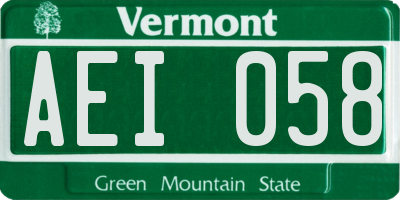VT license plate AEI058